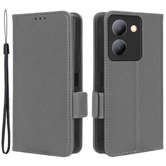 For vivo Y36 4G (Global) / Y36 5G (Global) / Y78 5G (China) / Y78m 5G / Y27 5G / Y27s 4G / Y77t 5G / Y78 5G Leather Phone Wallet Case  - Grey
