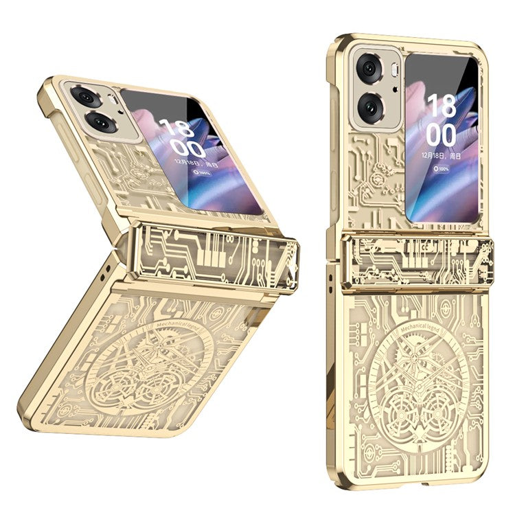Mechanical Legend Series for Oppo Find N2 Flip 5G Hinde Protection Phone Case Hard PC Electroplating Cover - Champagne Gold