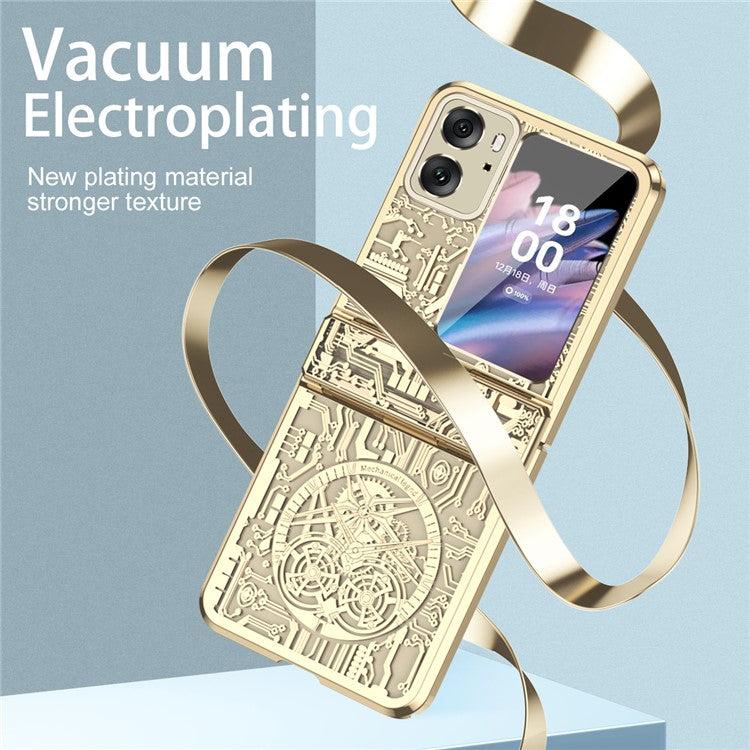 Mechanical Legend Series for Oppo Find N2 Flip 5G Hinde Protection Phone Case Hard PC Electroplating Cover - Champagne Gold
