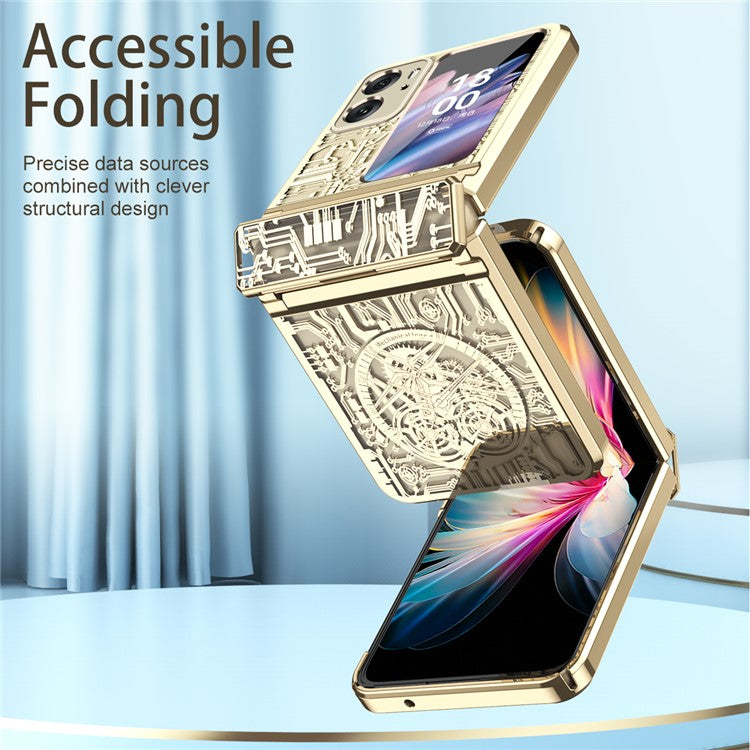 Mechanical Legend Series for Oppo Find N2 Flip 5G Hinde Protection Phone Case Hard PC Electroplating Cover - Champagne Gold
