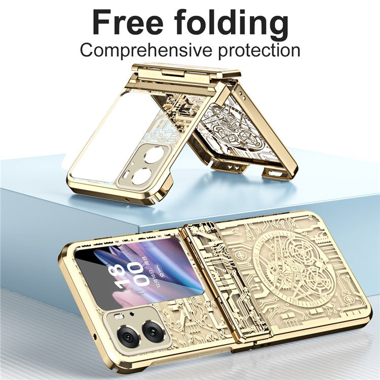 Mechanical Legend Series for Oppo Find N2 Flip 5G Hinde Protection Phone Case Hard PC Electroplating Cover - Champagne Gold