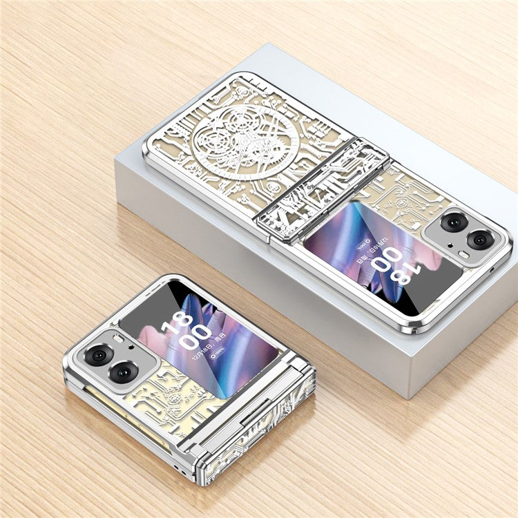 Mechanical Legend Series for Oppo Find N2 Flip 5G Hinde Protection Phone Case Hard PC Electroplating Cover - Silver