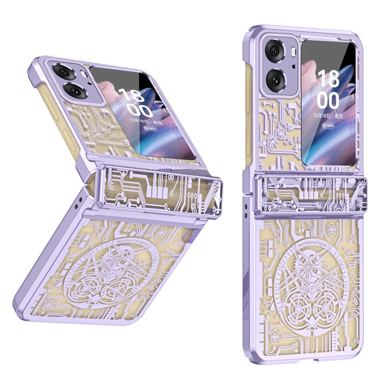 Mechanical Legend Series for Oppo Find N2 Flip 5G Hinde Protection Phone Case Hard PC Electroplating Cover - Purple