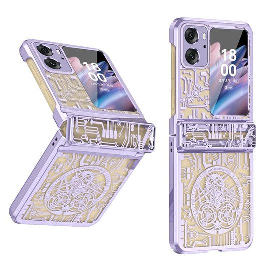 Mechanical Legend Series for Oppo Find N2 Flip 5G Hinde Protection Phone Case Hard PC Electroplating Cover - Purple