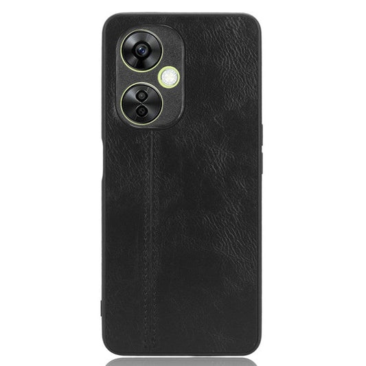 For OnePlus Nord N30 5G / CE3 5G / CE 3 Lite 5G Phone Case Leather Coated TPU+PC Cowhide Texture Back Cover - Black