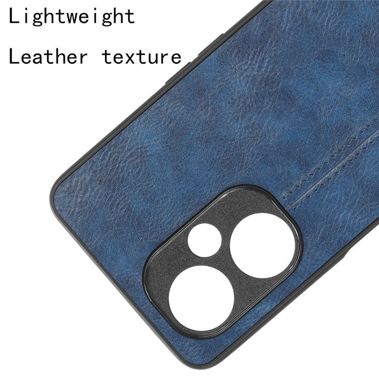 For OnePlus Nord N30 5G / CE3 5G / CE 3 Lite 5G Phone Case Leather Coated TPU+PC Cowhide Texture Back Cover - Blue