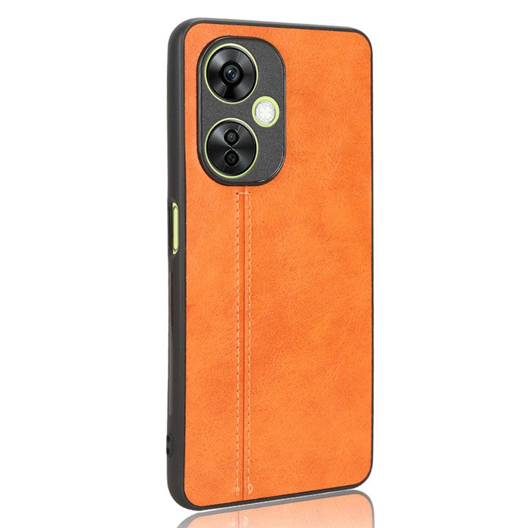 For OnePlus Nord N30 5G / CE3 5G / CE 3 Lite 5G Phone Case Leather Coated TPU+PC Cowhide Texture Back Cover - Orange
