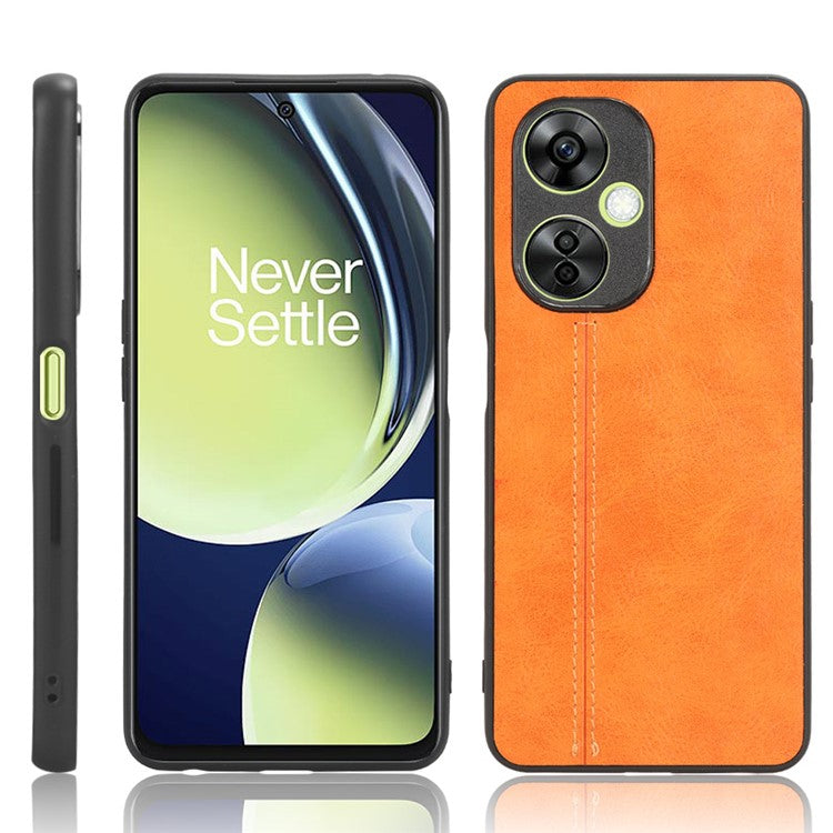 For OnePlus Nord N30 5G / CE3 5G / CE 3 Lite 5G Phone Case Leather Coated TPU+PC Cowhide Texture Back Cover - Orange