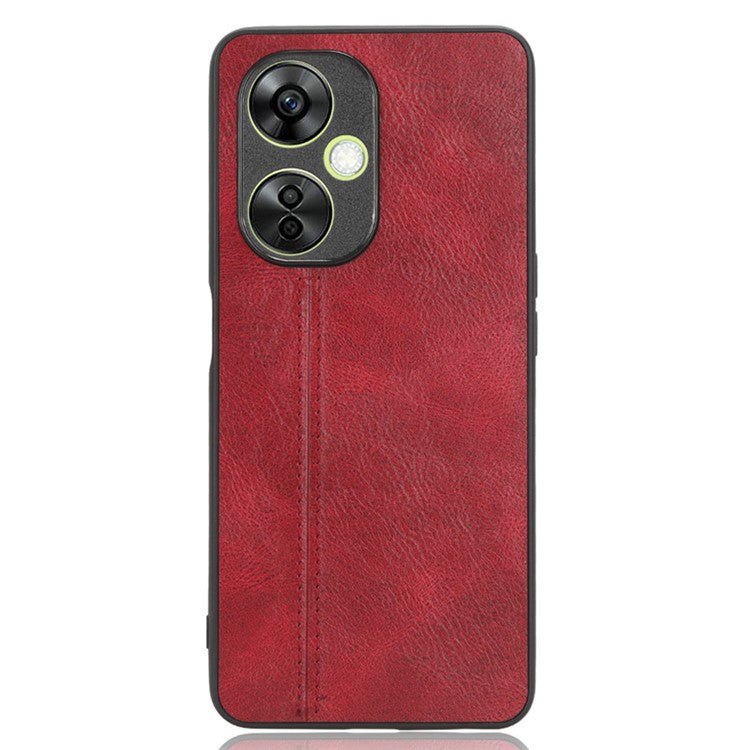 For OnePlus Nord N30 5G / CE3 5G / CE 3 Lite 5G Phone Case Leather Coated TPU+PC Cowhide Texture Back Cover - Red