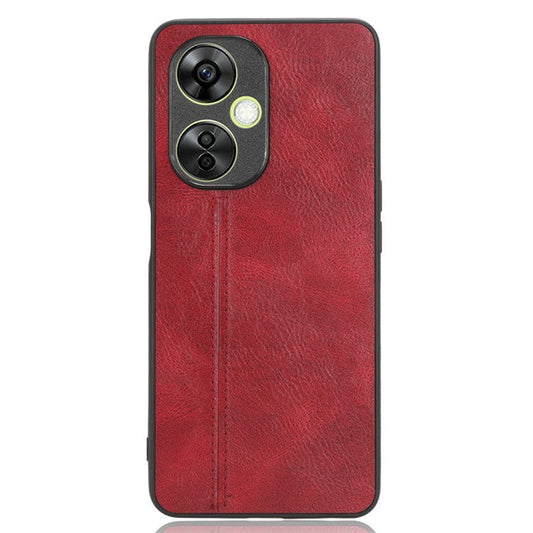 For OnePlus Nord N30 5G / CE3 5G / CE 3 Lite 5G Phone Case Leather Coated TPU+PC Cowhide Texture Back Cover - Red