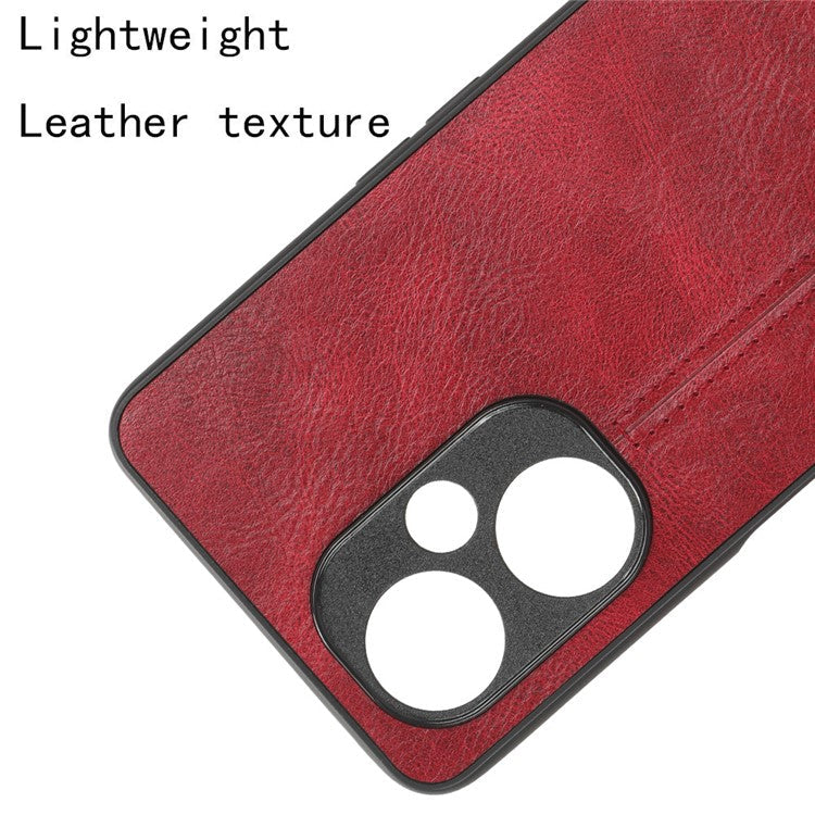 For OnePlus Nord N30 5G / CE3 5G / CE 3 Lite 5G Phone Case Leather Coated TPU+PC Cowhide Texture Back Cover - Red