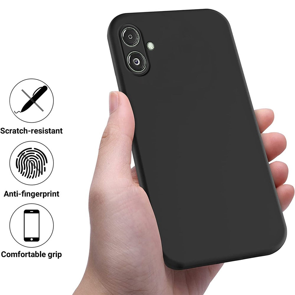 For Samsung Galaxy F14 5G Anti-Dust Liquid Silicone Phone Cover Soft Lining Phone Case with Strap - Black