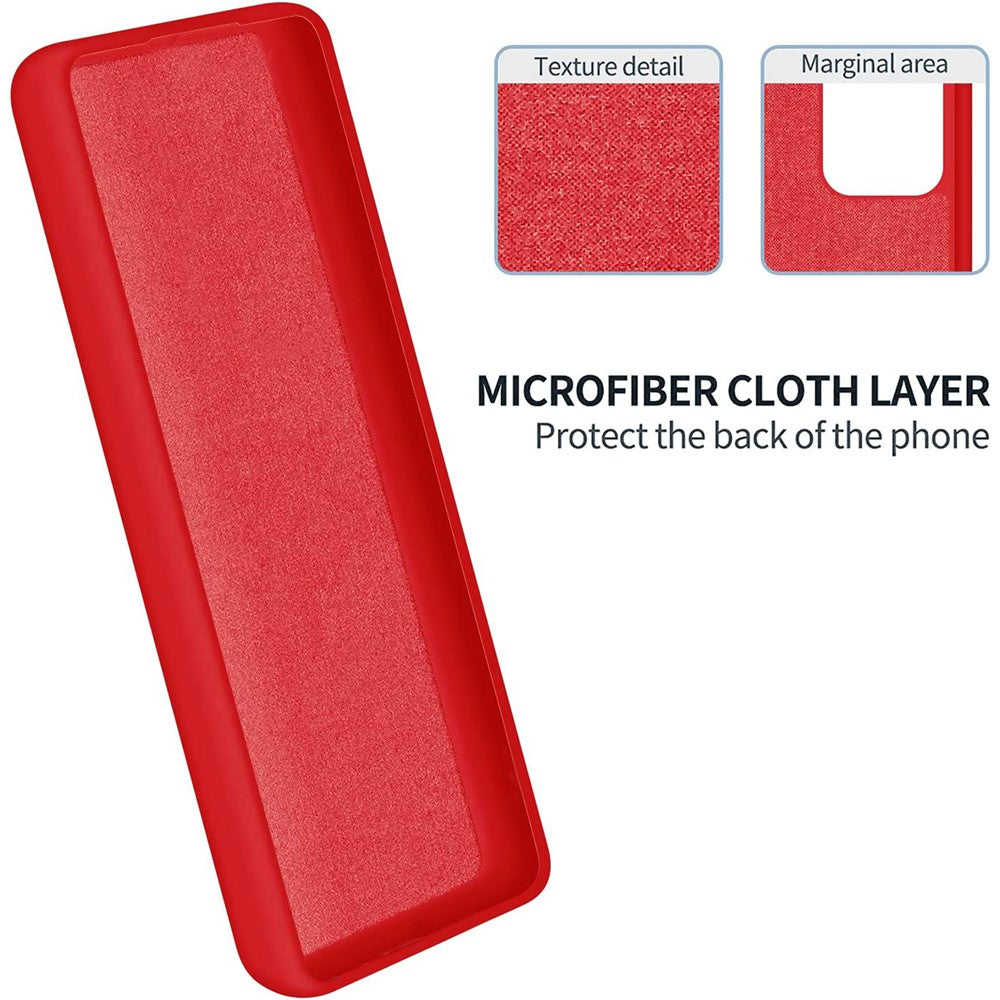 For Samsung Galaxy F14 5G Anti-Dust Liquid Silicone Phone Cover Soft Lining Phone Case with Strap - Red