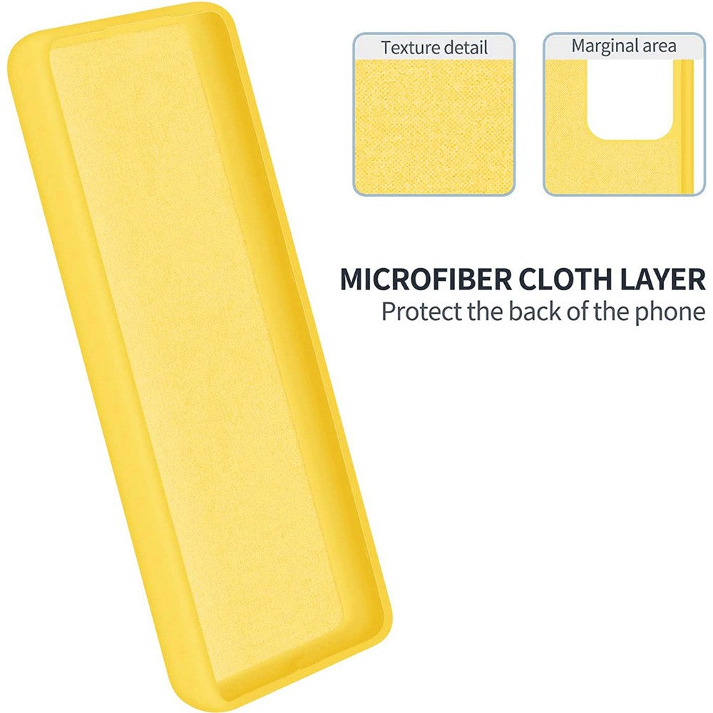 For Samsung Galaxy F14 5G Anti-Dust Liquid Silicone Phone Cover Soft Lining Phone Case with Strap - Yellow