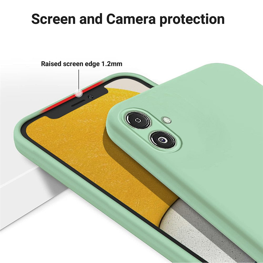 For Samsung Galaxy F14 5G Anti-Dust Liquid Silicone Phone Cover Soft Lining Phone Case with Strap - Green