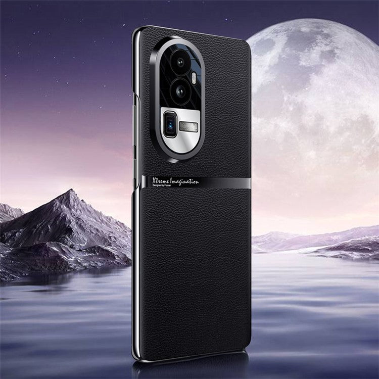 Shockproof Case for Oppo Reno10 Pro+ 5G Anti-Drop PU Leather PC Phone Cover - Black