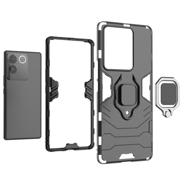 For vivo S17e 5G Ring Kickstand Cell Phone Case TPU + PC Shockproof Back Cover - Red