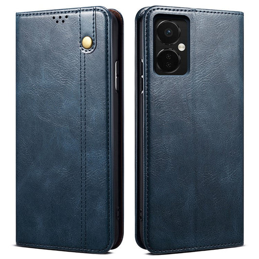 For OnePlus Nord CE3 5G Leather Case Waxy Crazy Horse Texture Stand Wallet Phone Cover - Blue