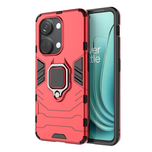 For OnePlus Nord 3 5G / Ace 2V TPU + PC Dual Layered Phone Case Finger Ring Kickstand Cover - Red