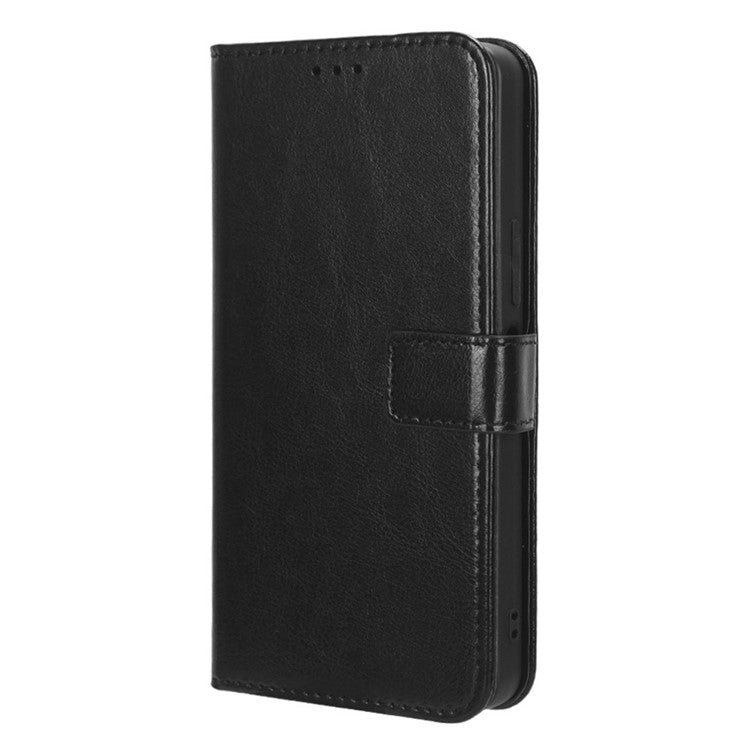 For vivo Y35+ 5G / Y35m+ 5G / Y27 4G Crazy Horse Texture Phone Stand Case PU Leather Anti-drop Wallet Cover - Black