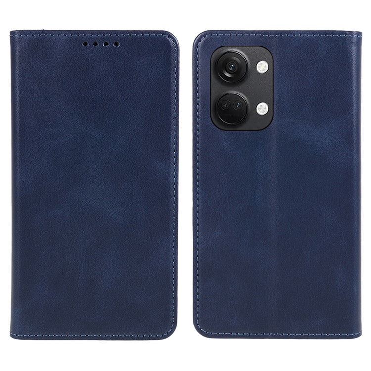 For OnePlus Nord 3 5G / Ace 2V Business Style Wallet Phone Cover Calf Texture Anti-drop PU Leather Shell Case - Blue