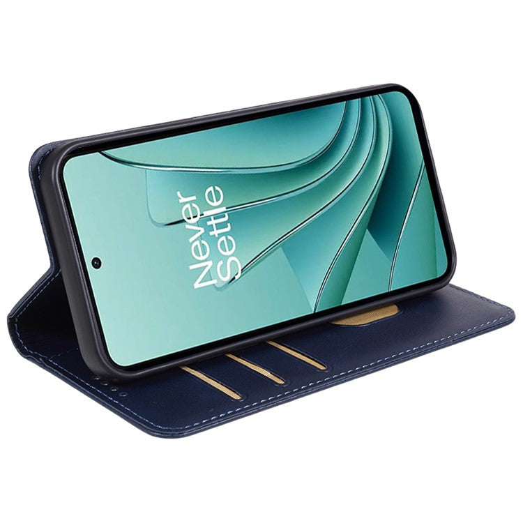 For OnePlus Nord 3 5G / Ace 2V Business Style Wallet Phone Cover Calf Texture Anti-drop PU Leather Shell Case - Blue