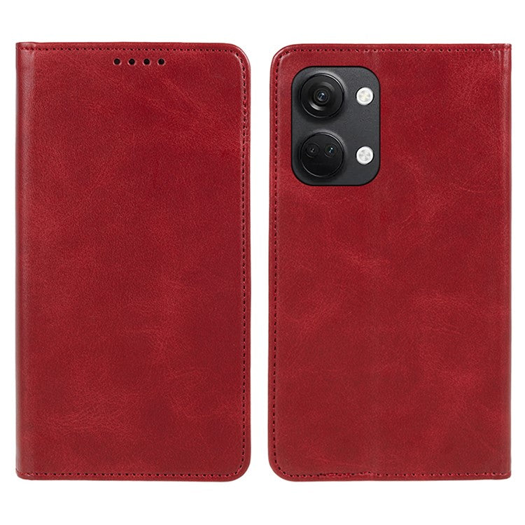 For OnePlus Nord 3 5G / Ace 2V Business Style Wallet Phone Cover Calf Texture Anti-drop PU Leather Shell Case - Red