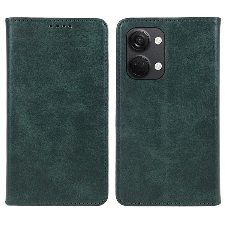For OnePlus Nord 3 5G / Ace 2V Business Style Wallet Phone Cover Calf Texture Anti-drop PU Leather Shell Case - Green