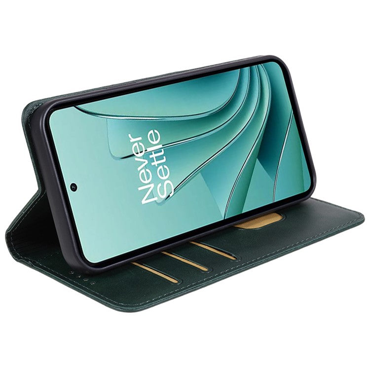 For OnePlus Nord 3 5G / Ace 2V Business Style Wallet Phone Cover Calf Texture Anti-drop PU Leather Shell Case - Green