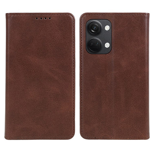 For OnePlus Nord 3 5G / Ace 2V Business Style Wallet Phone Cover Calf Texture Anti-drop PU Leather Shell Case - Brown