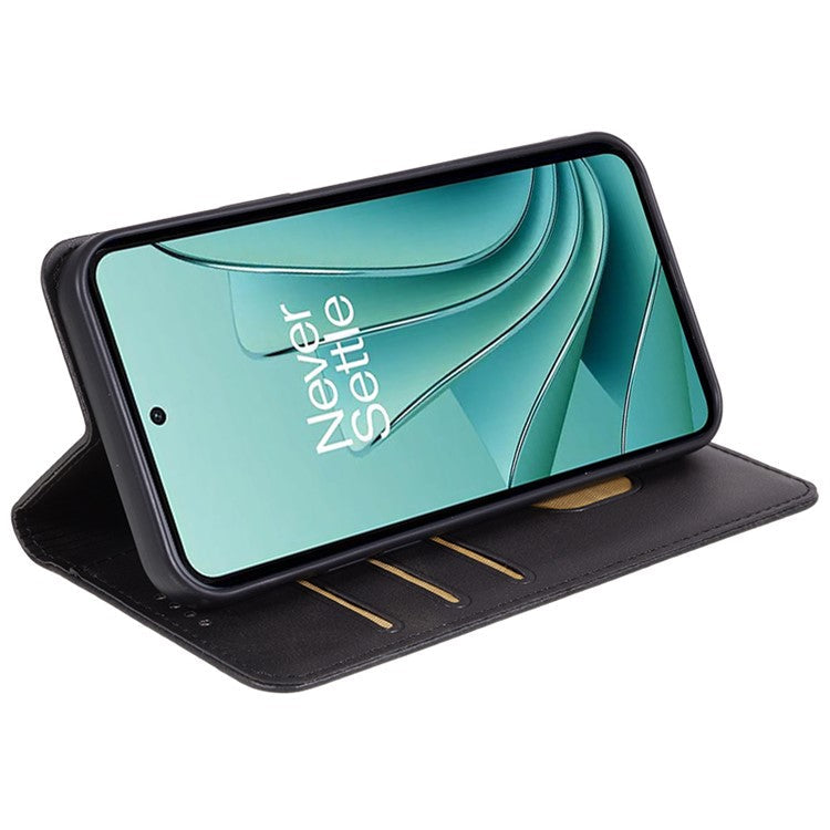 For OnePlus Nord 3 5G / Ace 2V Business Style Wallet Phone Cover Calf Texture Anti-drop PU Leather Shell Case - Black
