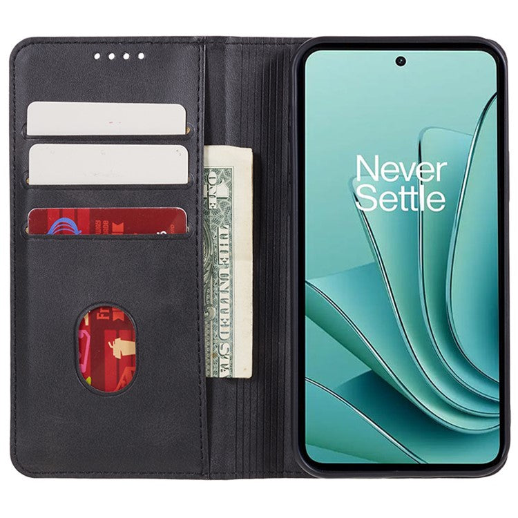 For OnePlus Nord 3 5G / Ace 2V Business Style Wallet Phone Cover Calf Texture Anti-drop PU Leather Shell Case - Black