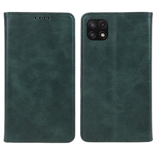 For Samsung Galaxy A22 5G (EU Version) TPU+PU Leather Case Calf Texture Wallet Anti-drop Phone Stand Cover - Green