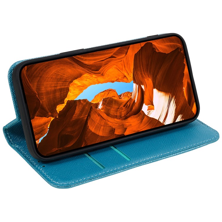 For OnePlus Ace 2V / Nord 3 5G Cross Texture Stand PU Leather Cover Anti-Scratch Phone Case Wallet - Sky Blue