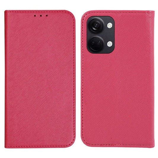 For OnePlus Ace 2V / Nord 3 5G Cross Texture Stand PU Leather Cover Anti-Scratch Phone Case Wallet - Pink