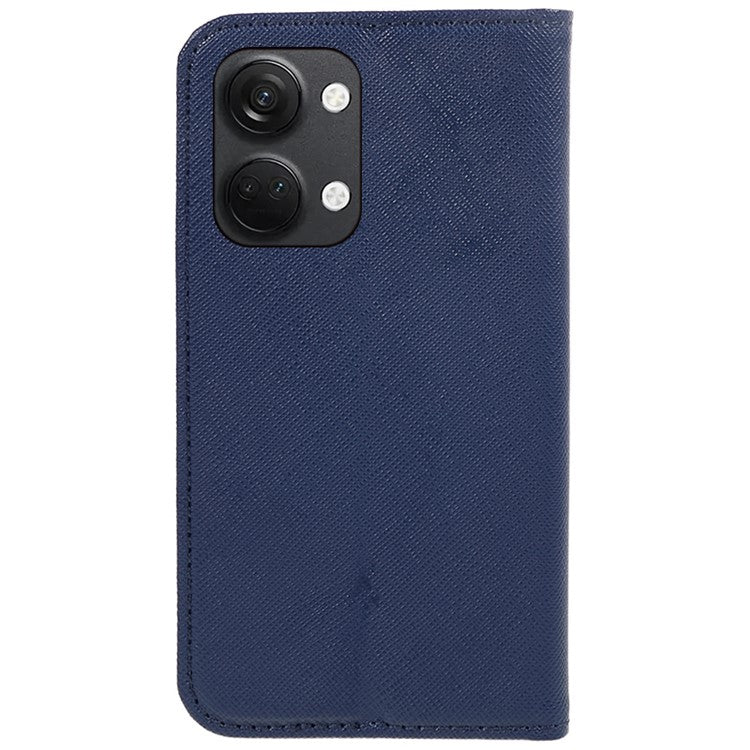 For OnePlus Ace 2V / Nord 3 5G Cross Texture Stand PU Leather Cover Anti-Scratch Phone Case Wallet - Dark Blue