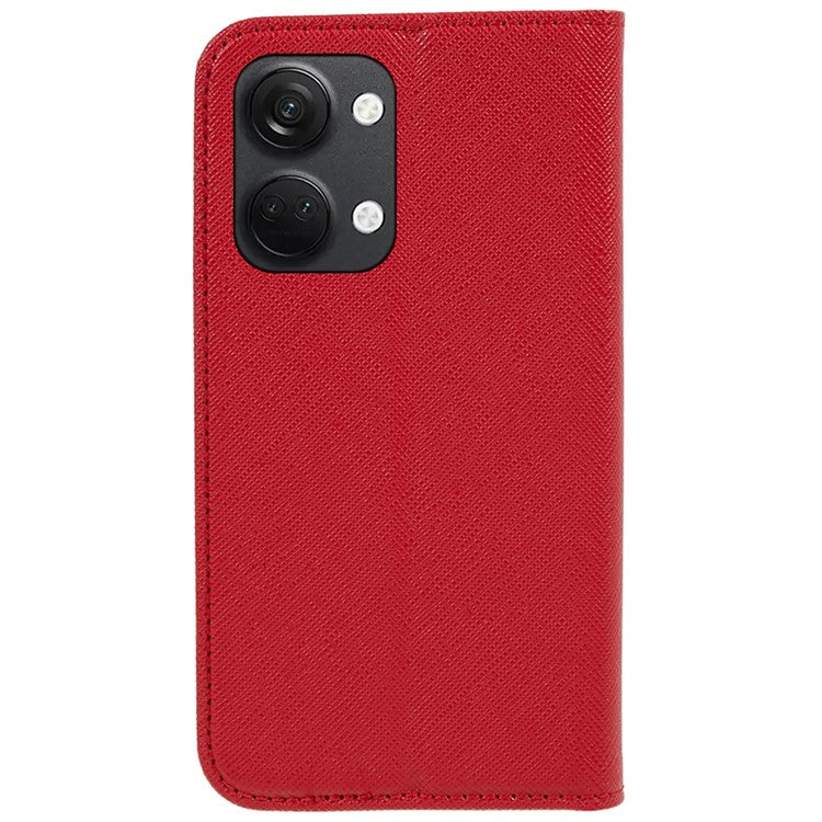 For OnePlus Ace 2V / Nord 3 5G Cross Texture Stand PU Leather Cover Anti-Scratch Phone Case Wallet - Red