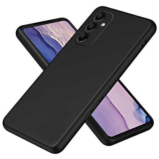 For Samsung Galaxy M14 5G Fiber Lining Soft TPU Phone Case 2.2mm Thickness Rubberized Phone Cover - Black