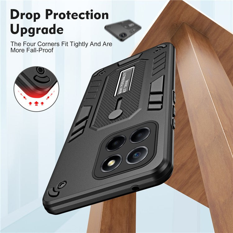 For Honor X8 5G / X6 4G / X6s 4G Silicone Ring Strap Phone Case TPU+PC Back Cover with Hidden Kickstand - Black