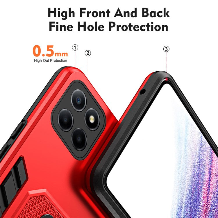 For Honor X8 5G / X6 4G / X6s 4G Silicone Ring Strap Phone Case TPU+PC Back Cover with Hidden Kickstand - Red