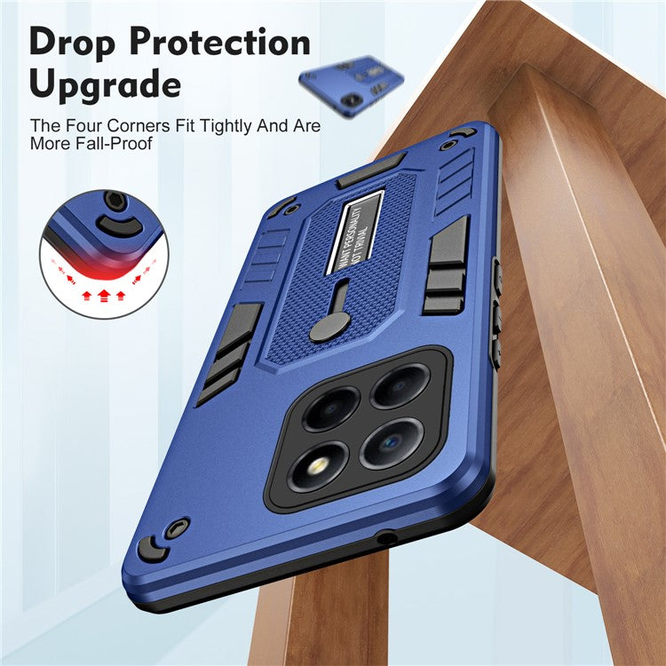For Honor X8 5G / X6 4G / X6s 4G Silicone Ring Strap Phone Case TPU+PC Back Cover with Hidden Kickstand - Blue