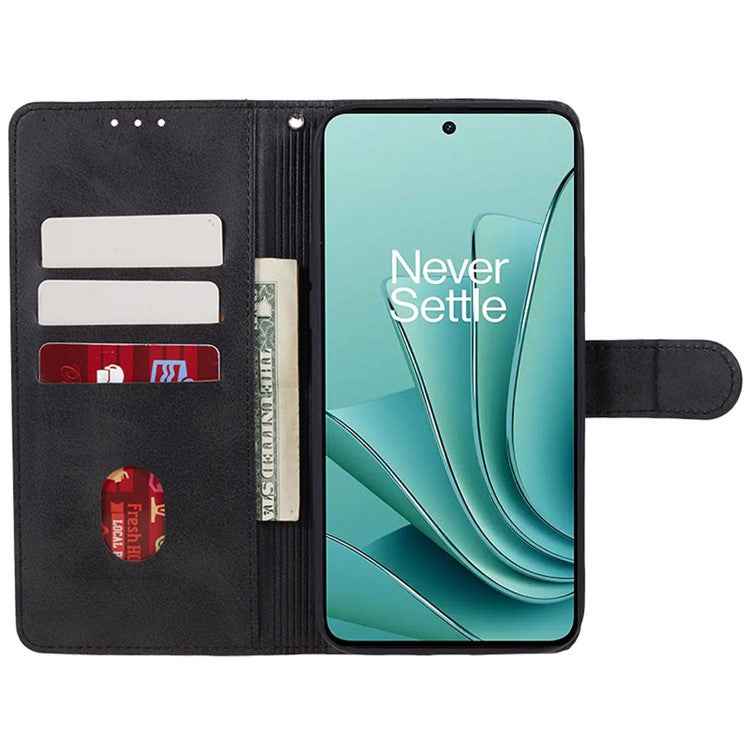 For OnePlus Ace 2V / Nord 3 5G PU Leather Phone Case Calf Texture Wallet Stand Anti-drop Cover - Black