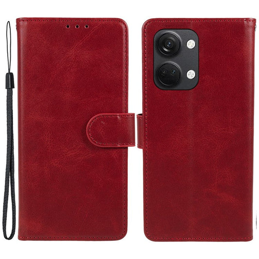 For OnePlus Ace 2V / Nord 3 5G PU Leather Phone Case Calf Texture Wallet Stand Anti-drop Cover - Red