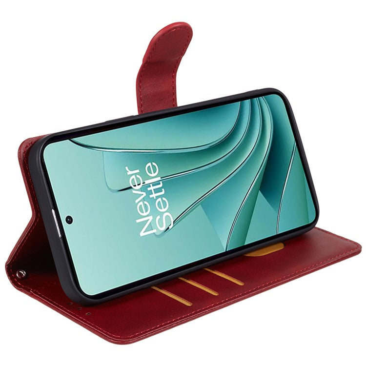 For OnePlus Ace 2V / Nord 3 5G PU Leather Phone Case Calf Texture Wallet Stand Anti-drop Cover - Red
