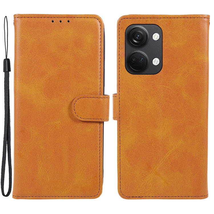 For OnePlus Ace 2V / Nord 3 5G PU Leather Phone Case Calf Texture Wallet Stand Anti-drop Cover - Khaki