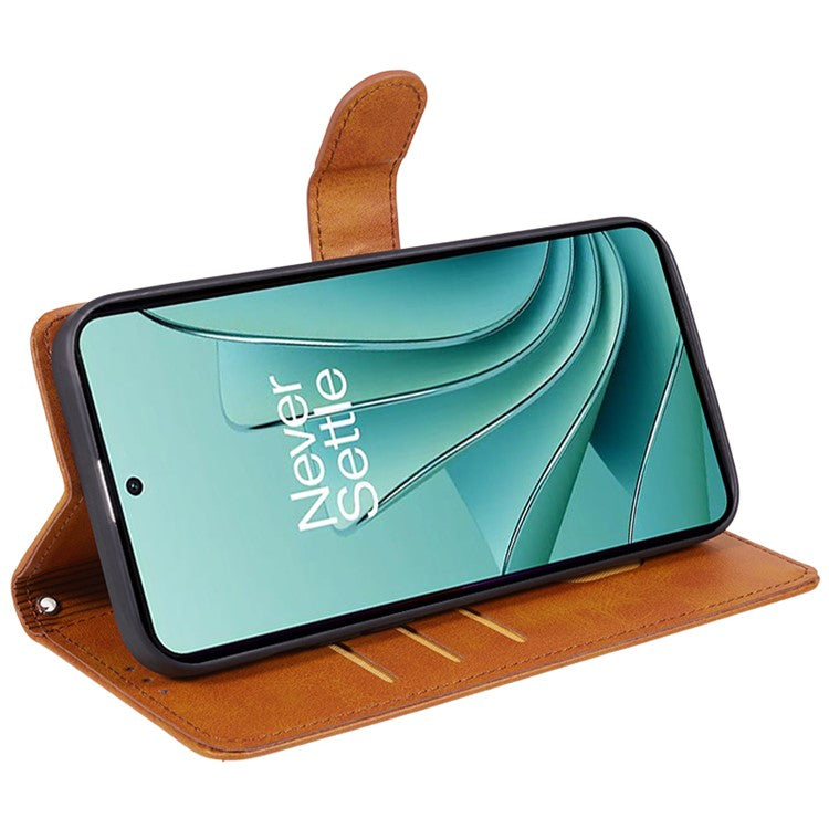 For OnePlus Ace 2V / Nord 3 5G PU Leather Phone Case Calf Texture Wallet Stand Anti-drop Cover - Khaki