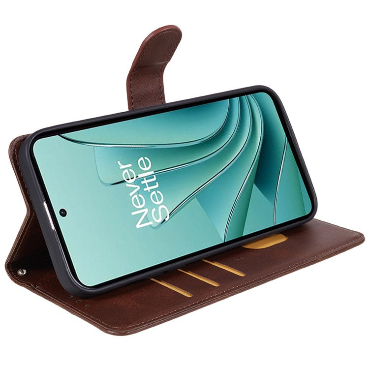For OnePlus Ace 2V / Nord 3 5G PU Leather Phone Case Calf Texture Wallet Stand Anti-drop Cover - Brown