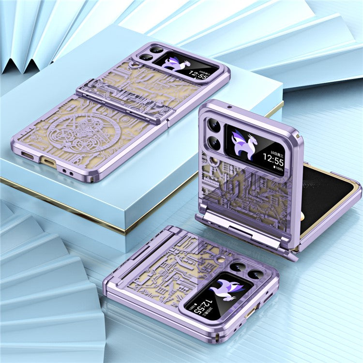 Mechanical Legend Series for Samsung Galaxy Z Flip4 5G Protective Phone Case Hard PC Electroplating Cover - Purple