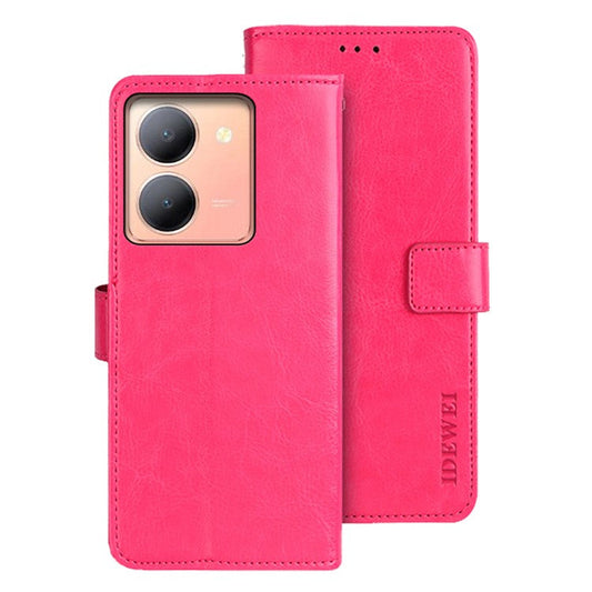 IDEWEI For vivo Y78 5G / Y36 5G Crazy Horse Texture Stand Phone Cover Leather Magnetic Phone Case - Rose
