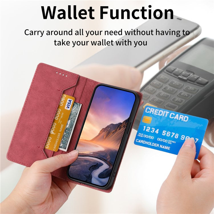 DF-05 For Samsung Galaxy A23 5G (Global Version) / A23 4G Wallet Phone Leather Case RFID Blocking Stand Phone Cover - Red